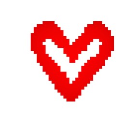 Fototapeta na wymiar pixel art of red heart on white background