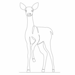 deer, one continuous line drawing, sketch, vector