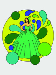Model girl Illustration Flat Colorful Cartoon