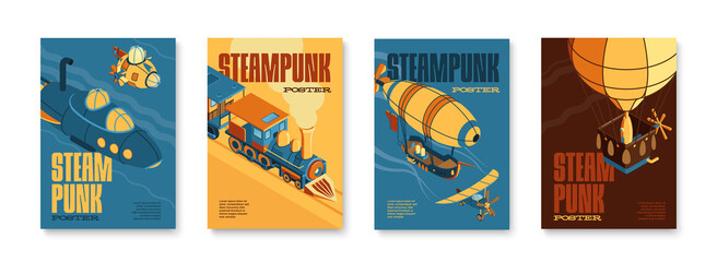 Steampunk Vertical Posters Set