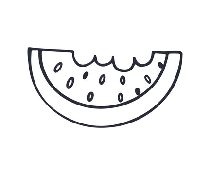 watermelon vector illustration for coloring, school children's drawings.