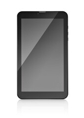 Front view of simple black tablet, isolated
