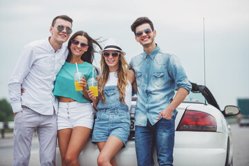 Friends in cabriolet