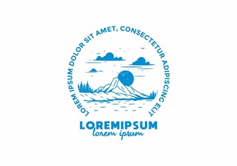 Sunrise behind the mountain illustration