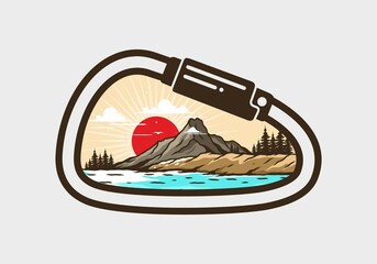 Sunrise behind the mountain illustration