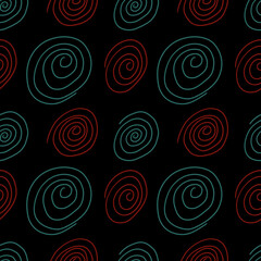 Seamless white background with blue and brown spirals.