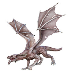 3D Rendering Fairy Tale Dragon on White