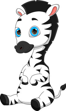 cartoon cute zebra on white background