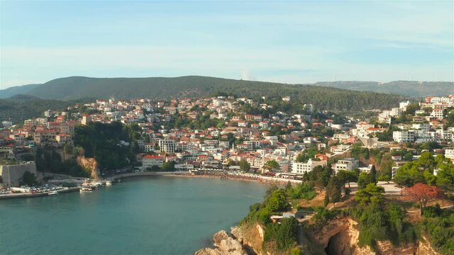 Aerial view of the picturesque old town of Ulcinj, Montenegro
