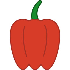 Bell Pepper Filled Outline Icon Vegetable Vector