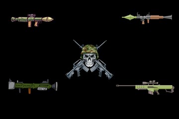 3d render illustration, amazing picture of Military Vehicle, Gun, Aircraft