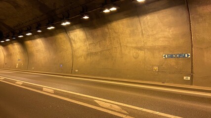 Inside the road tunnel in Schirmeck in France