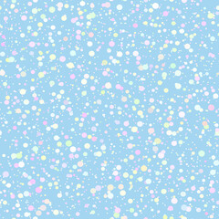 Colorful spots on blue background seamless pattern, pastel color spots repeat pattern
