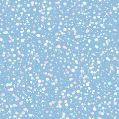 Colorful spots on blue background seamless pattern, pastel color spots repeat pattern