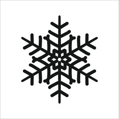 A flat snowflake icon, a winter weather symbol
