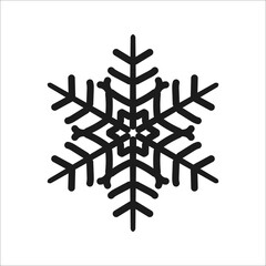 A flat snowflake icon, a winter weather symbol