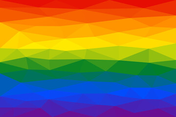 Low poly Striped rainbow background. Gay pride flag. Gay flag. LGBT and LGBTI community symbol. Abstract polygonal geometric triangles pattern. Gay rainbow colors. - obrazy, fototapety, plakaty