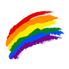 LGBT flag painted with brush strokes. The six-color rainbow flag was created for popularizing and social media support the LGBT community. Graphic element saved as a vector illustration in file EPS 10