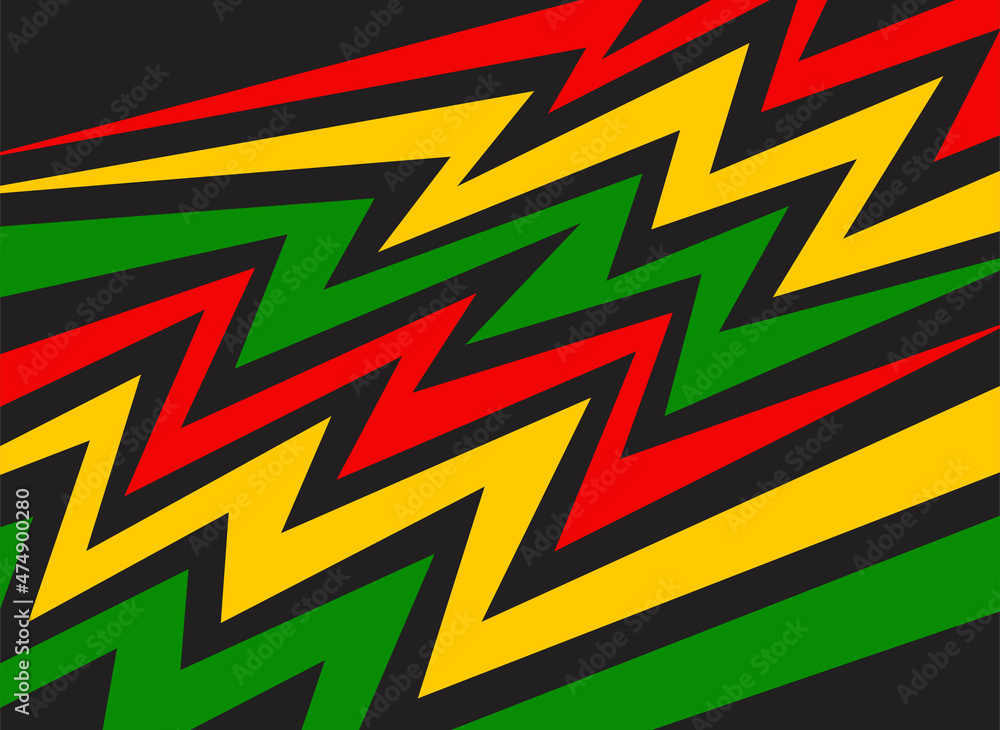 Poster simple background with gradient zigzag line pattern and with jamaican color theme