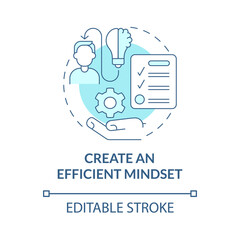 Create an efficient mindset turquoise concept icon. Balanced life abstract idea thin line illustration. Isolated outline drawing. Editable stroke. Roboto-Medium, Myriad Pro-Bold fonts used