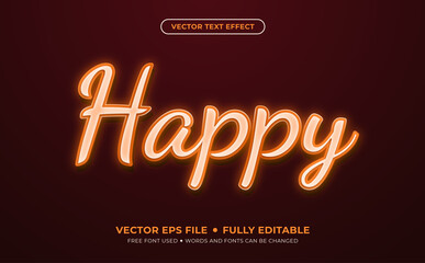 Happy Glowing Editable Vector Text Effect