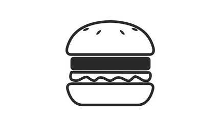 Vector Isolated Illustration of a Burger. Black and White Simple Burger Icon.