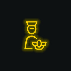 Airline Pilot yellow glowing neon icon