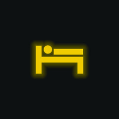 Bed Sign yellow glowing neon icon