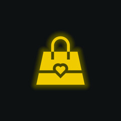 Bag yellow glowing neon icon