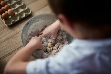 making Christmas gingerbread in the kitchen