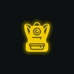 Backpack yellow glowing neon icon