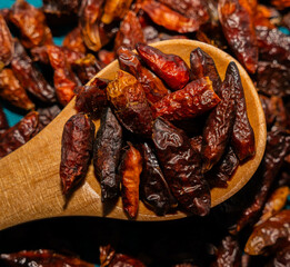 Piment oiseau fort avec cuillère en bois