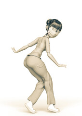 nurse cartoon is walking slowly in white background