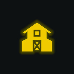 Barn yellow glowing neon icon