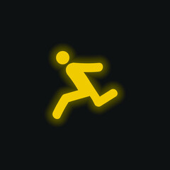 Athlete Running yellow glowing neon icon