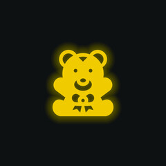 Bear yellow glowing neon icon
