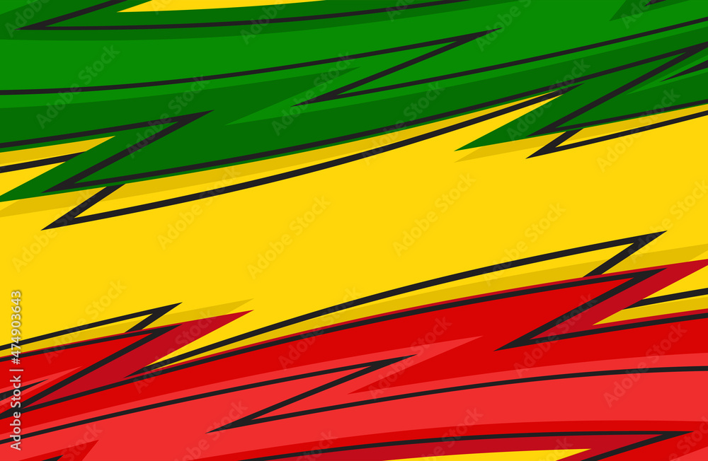 Poster abstract background with spikes pattern and with jamaican color theme