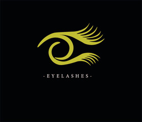Obraz premium logo for the salon of eyelash extension .on a black background .creative curved lines