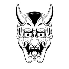 hannya mask tattoo japanese tattoo kabuki mask line vector art