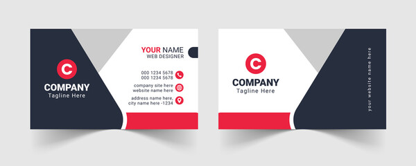Red modern business card design template, Clean professional business card template, visiting card, business card template.