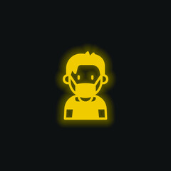 Boy yellow glowing neon icon