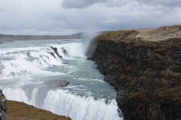 Fototapeta na wymiar Island Wasserfall, Gullfoss,