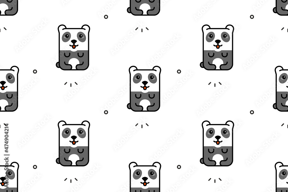Poster seamless pattern with pandas. icon design. template elements