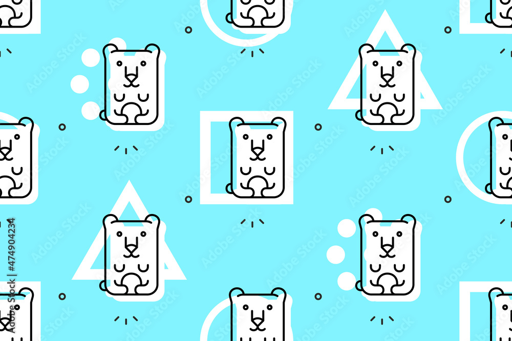 Poster seamless pattern with polar bears. icon design. template elements