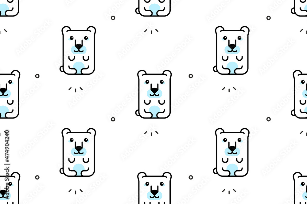 Poster seamless pattern with polar bears. icon design. template elements