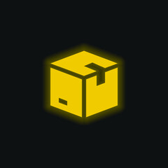 Box yellow glowing neon icon