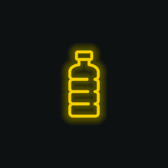 Bottle Of Water yellow glowing neon icon