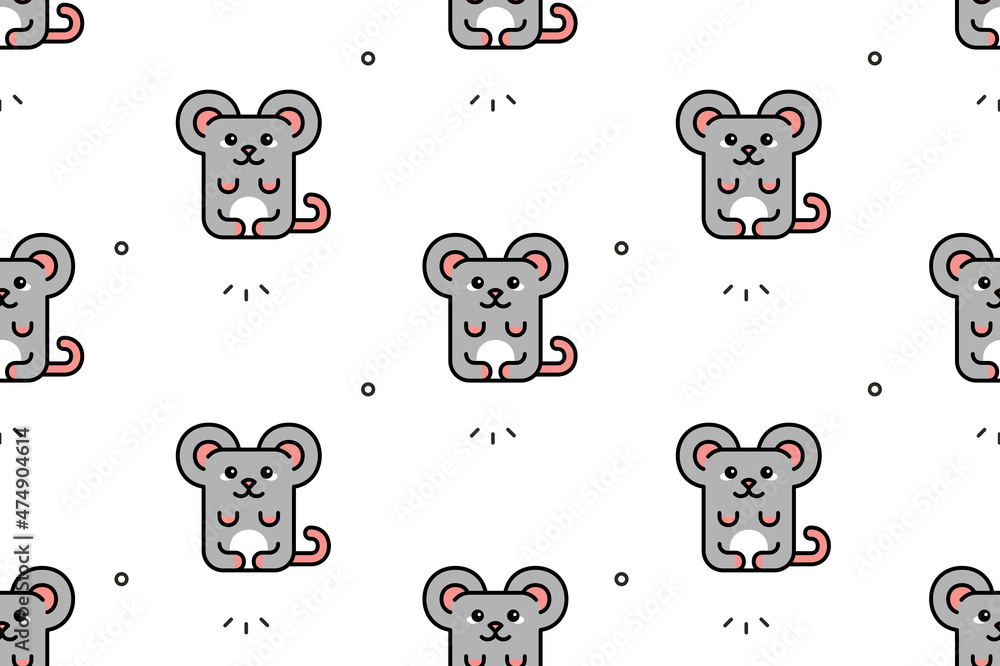 Poster seamless pattern with mouses. icon design. template elements