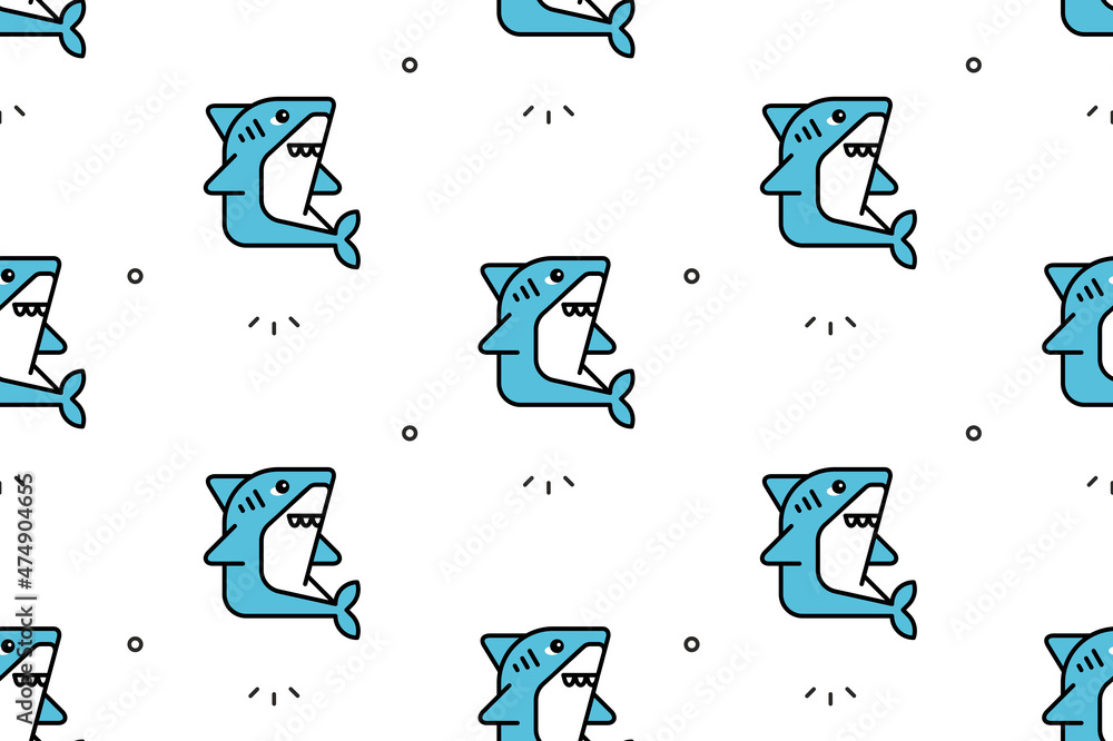 Poster seamless pattern with sharks. icon design. template elements