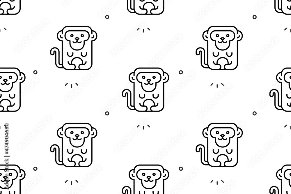 Poster seamless pattern with monkeys. icon design. template elements